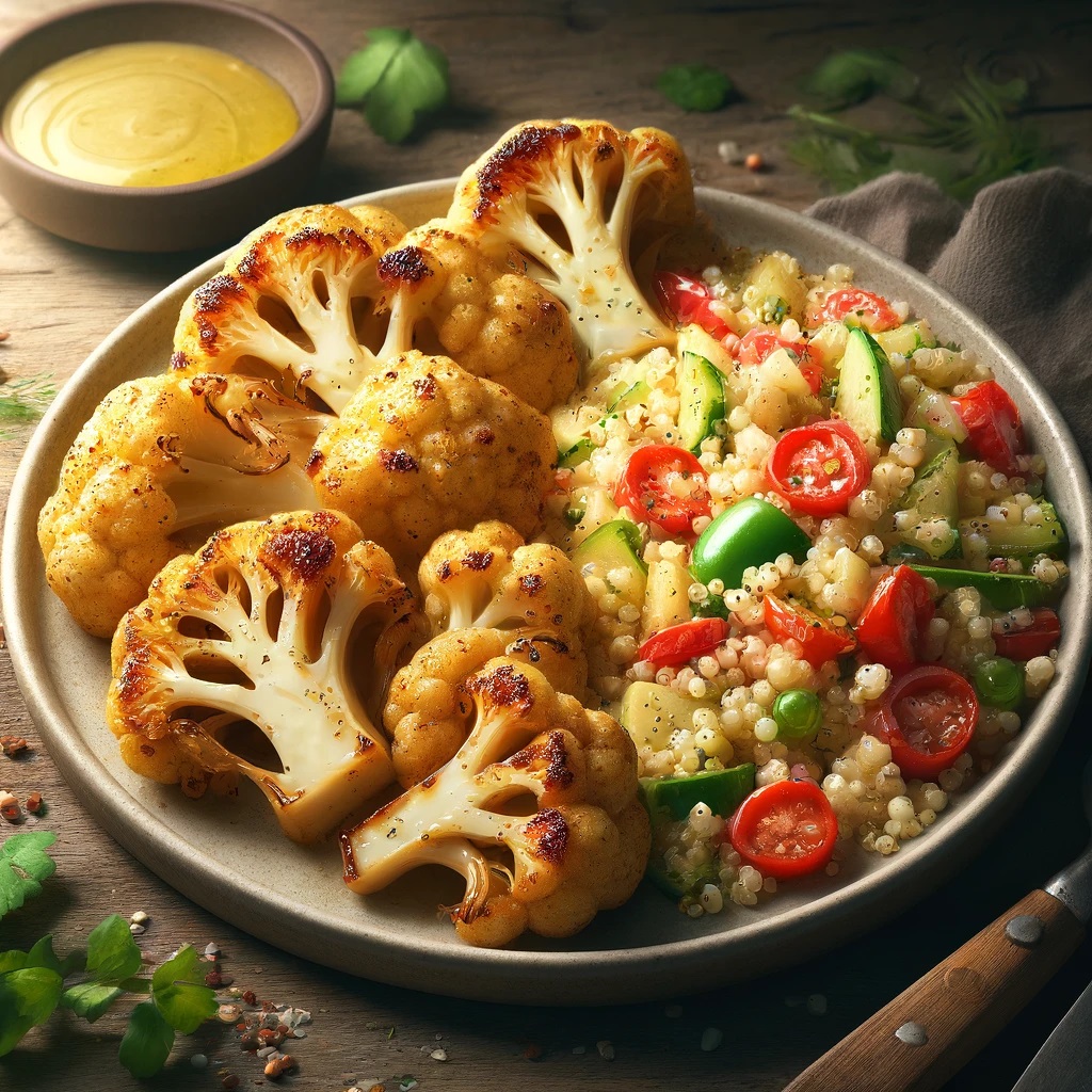 Blumenkohl-Kurkumasteak mit Quinoa-Salat – Divine Flower